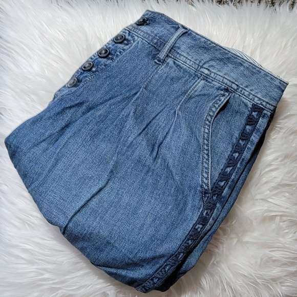 Free People Faded Pleated Trouser Denim Jeans Size 26 - Picture 11 of 15